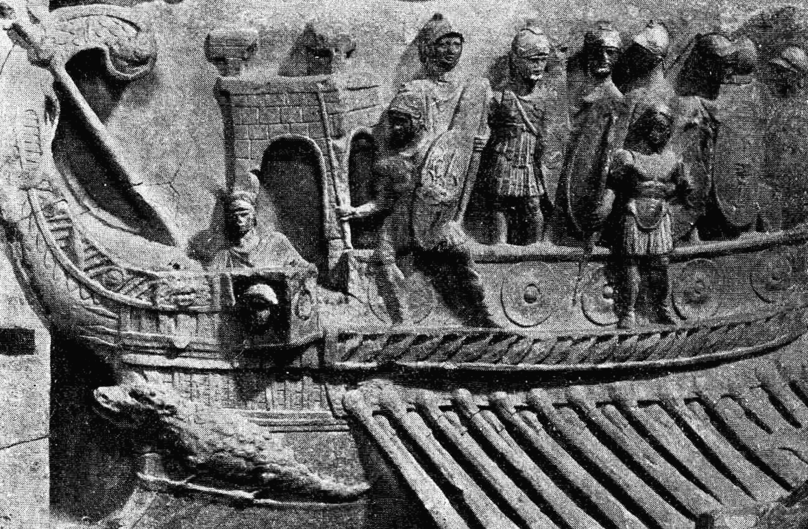 A Roman naval bireme depicted in a relief