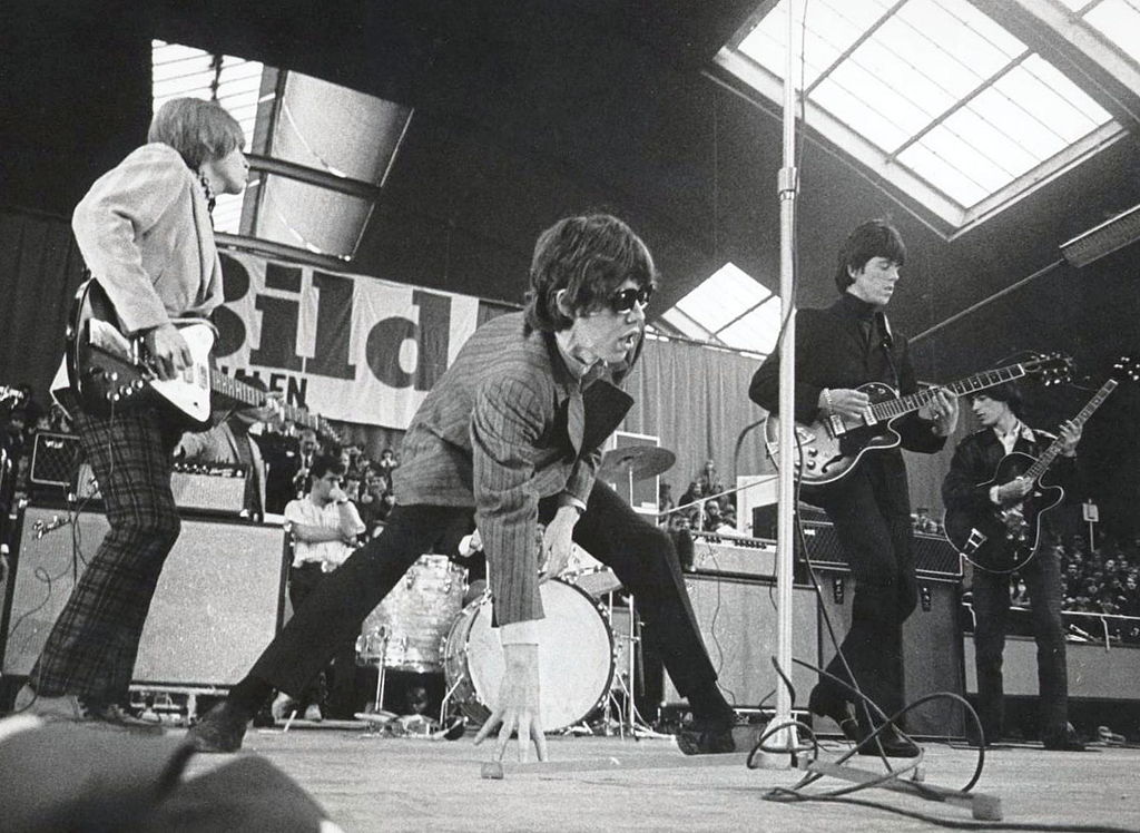 Brian Jones, Mick Jagger, Keith Richards and Bill Wyman performing in Stockholm