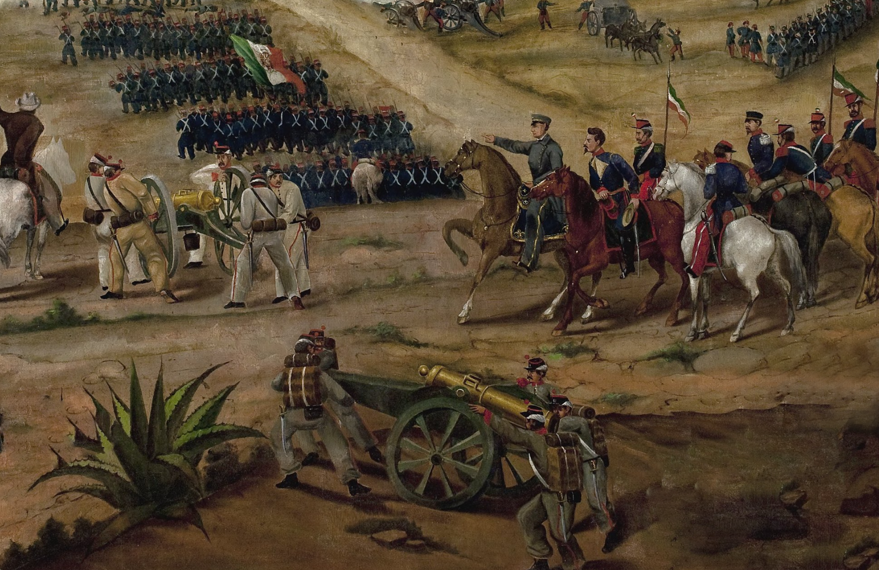 Contemporary painting of the Battle of Puebla