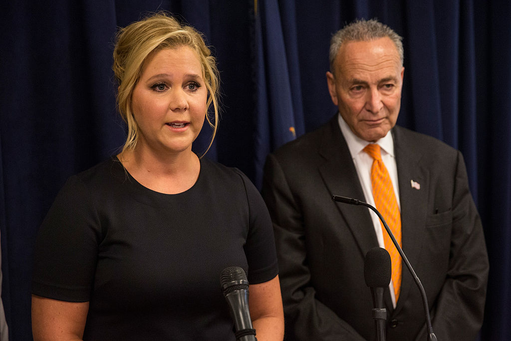 Comedian Amy Schumer (L) and U.S. Senator Chuck Schumer