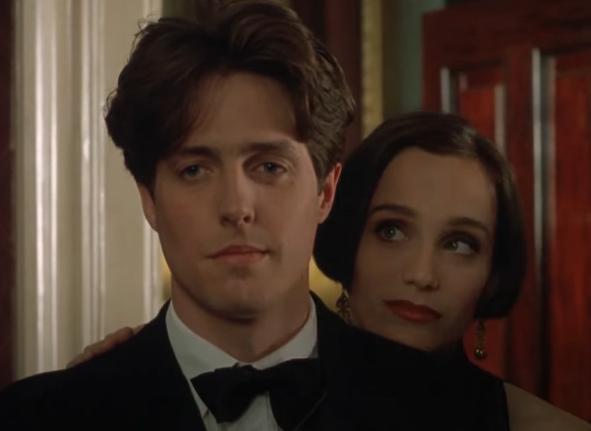 A visually captivating still taken from a pivotal moment in the film Four Weddings and a Funeral (1994)