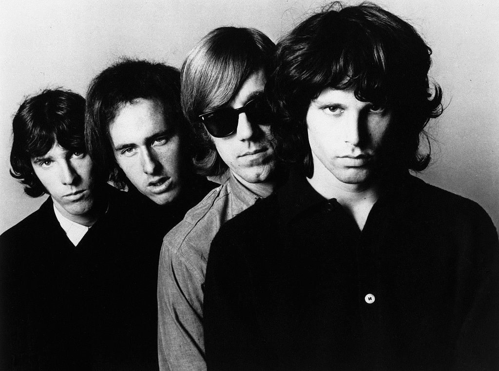 Grayscale Promotional photo of The Doors.