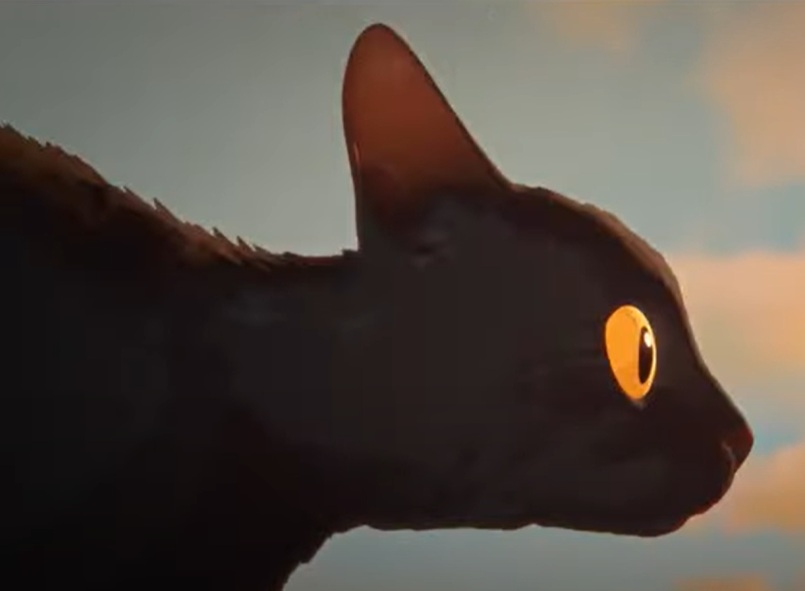 A visually captivating still taken from a pivotal moment in the animated film Flow (2024)