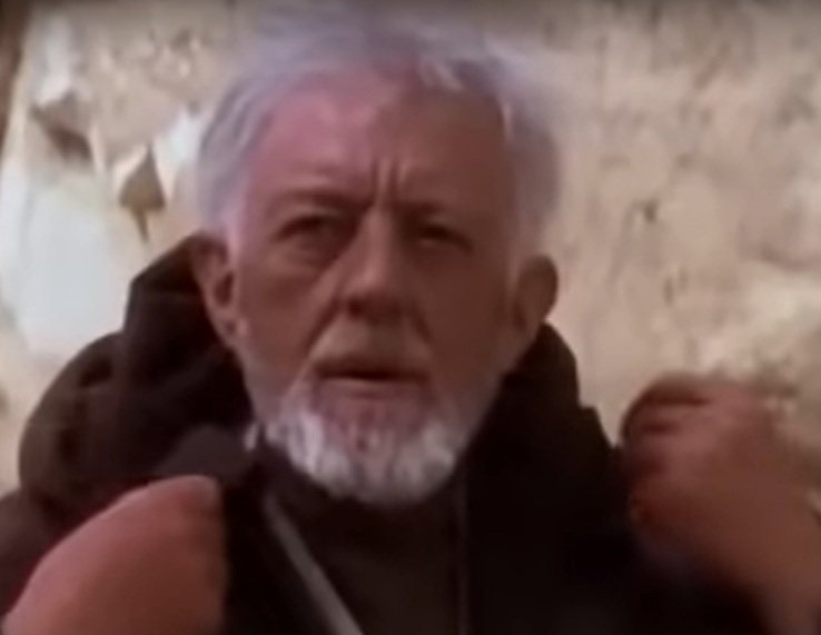 A visually captivating still taken from a pivotal moment in the film Star Wars: Episode IV – A New Hope (1977)