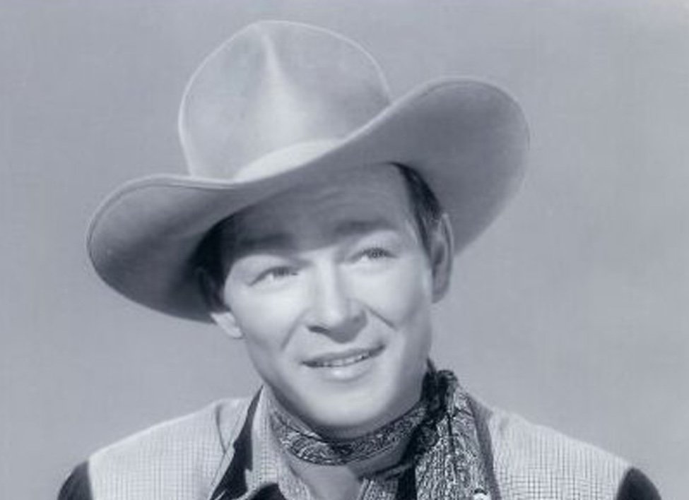 Grayscale Portrait Photo of Roy Rogers in cowboy outfit 1948