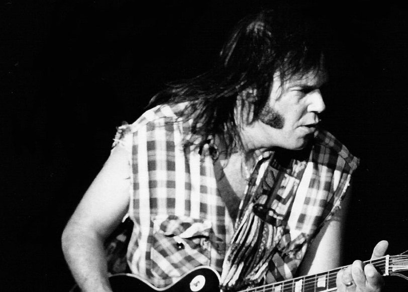 Neil Young performing with Crazy Horse in Barcelona
