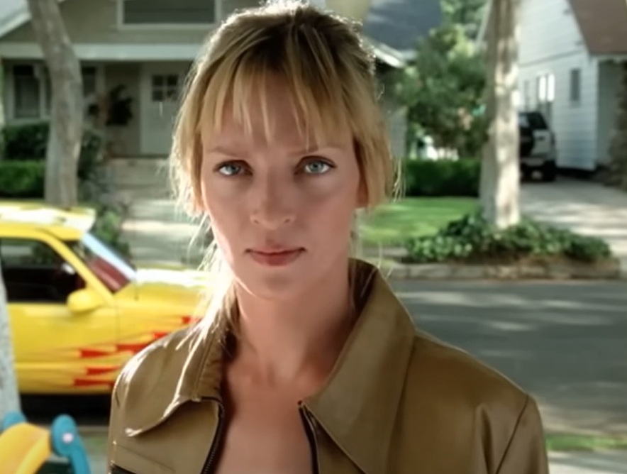 A visually captivating still taken from a pivotal moment in the film Kill Bill: Volume 1 (2003)