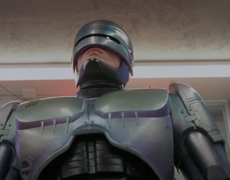 A visually captivating still taken from a pivotal moment in the film RoboCop (1978)