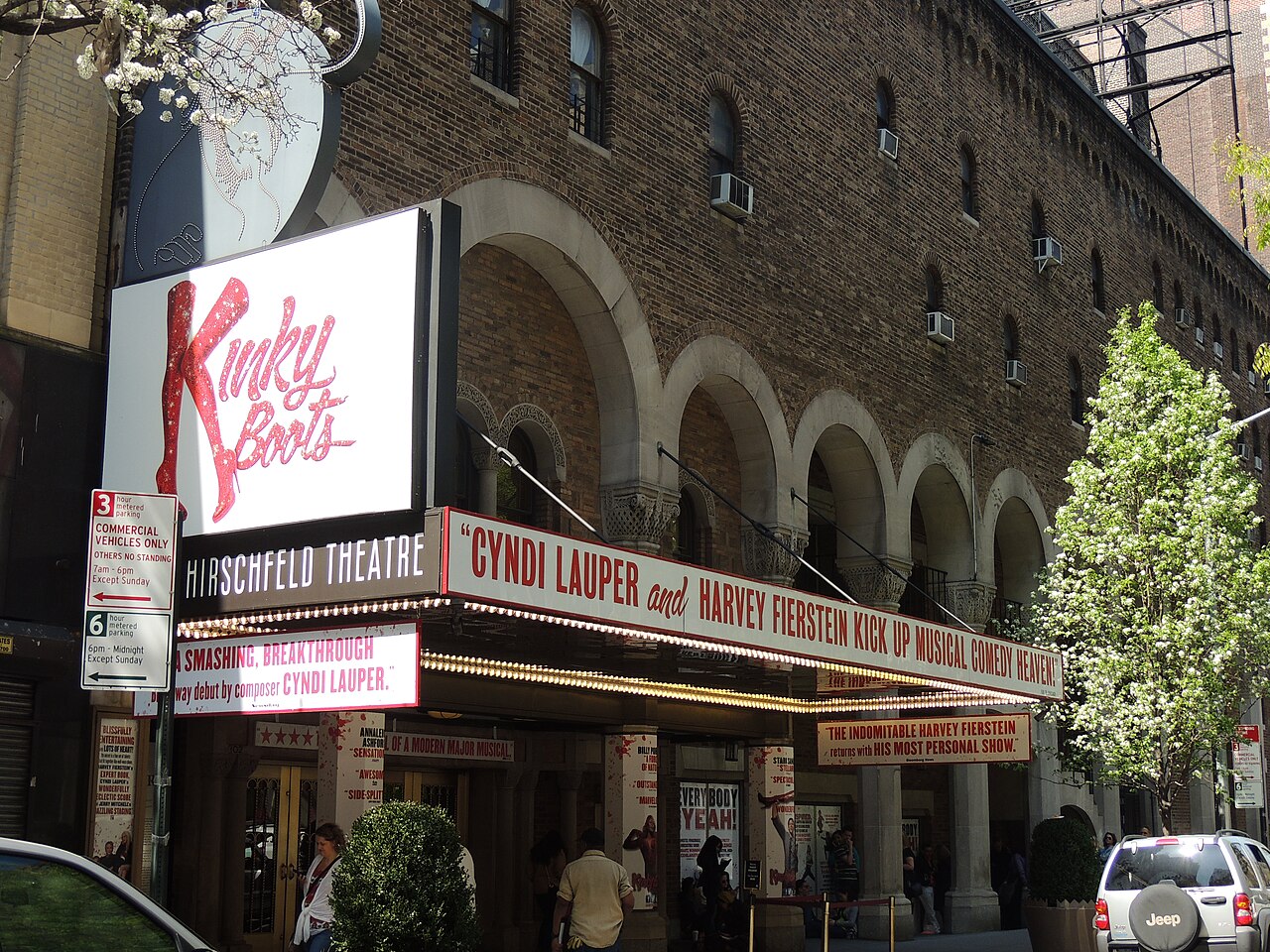 The Al Hirschfield Theatre adorned for Kinky Boots