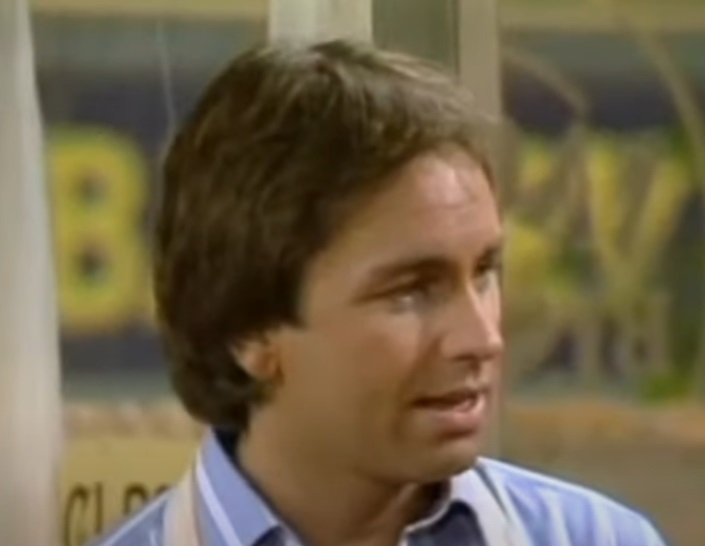 A visually captivating still taken from a pivotal moment in the television sitcom Three's a Crowd (1984-1985)