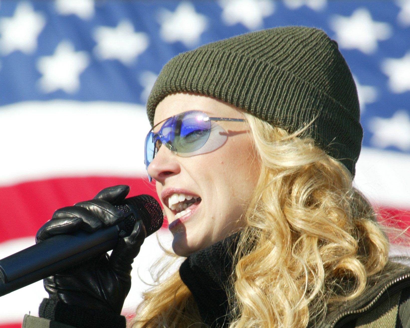 Faith Hill sings during a free concert nearby Pope Air Force Base