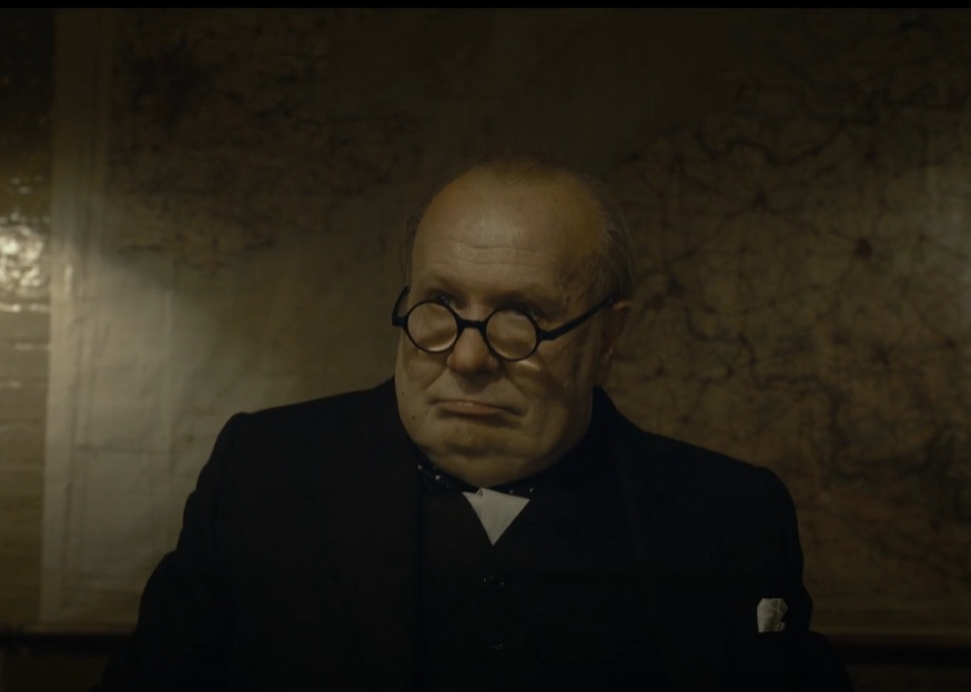 A visually captivating still taken from a pivotal moment in the film Darkest Hour (2017)
