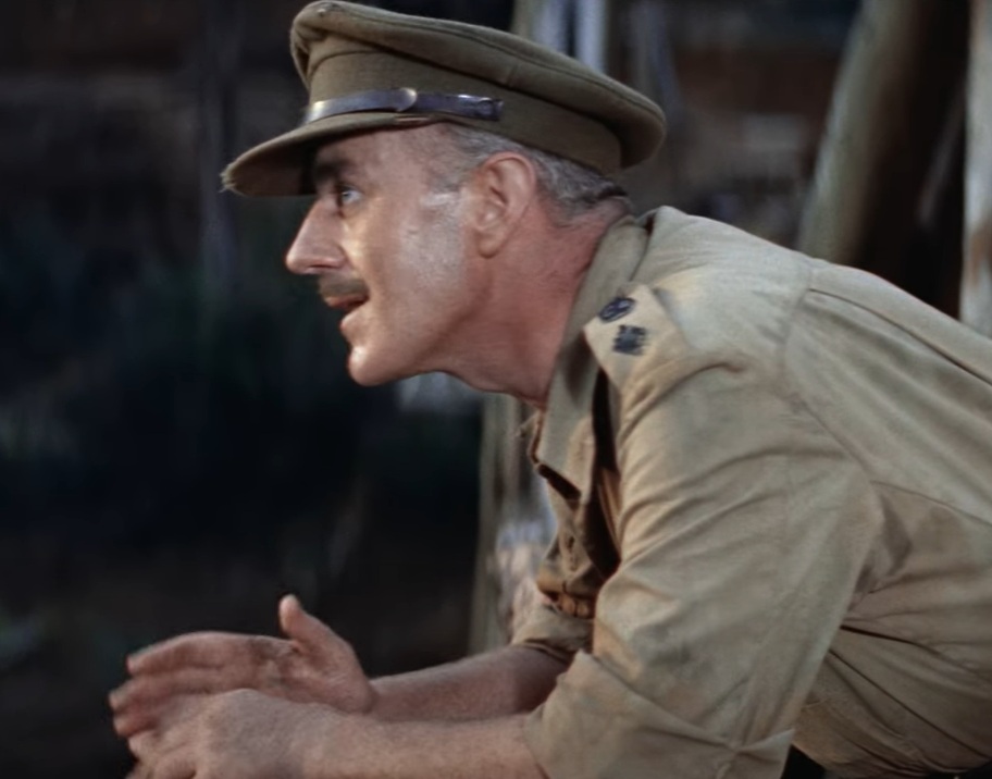 A visually captivating still taken from a pivotal moment in the film The Bridge on the River Kwai (1957)