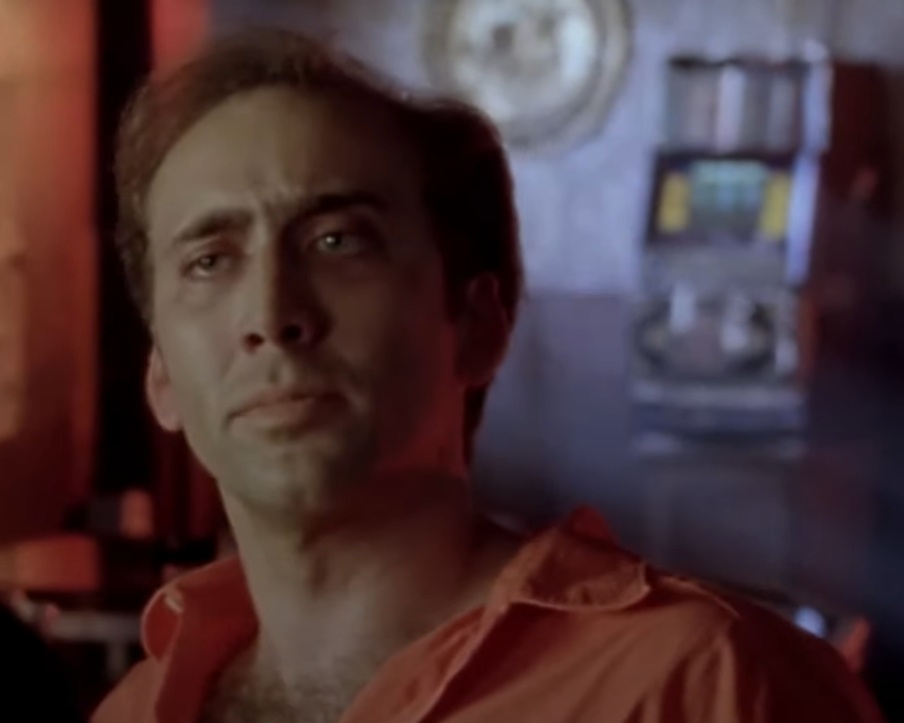 A visually captivating still taken from a pivotal moment in the film Leaving Las Vegas (1995)