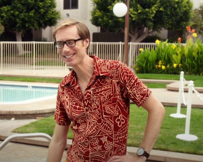 A visually captivating still taken from a pivotal moment in the television series Hello Ladies (2013-2014)