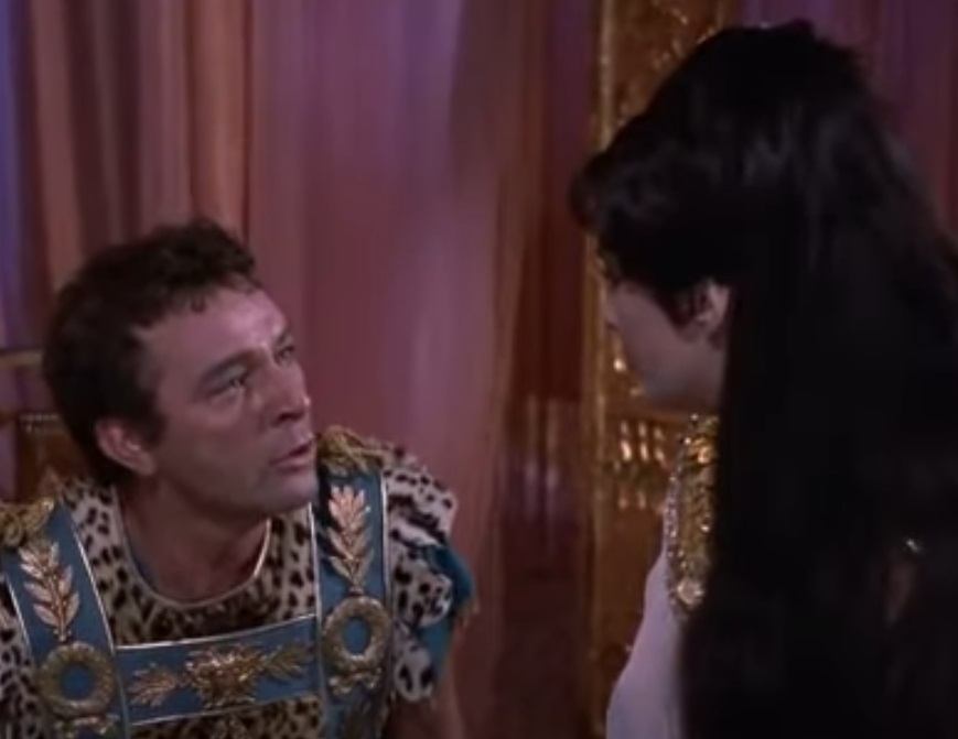 A visually captivating still taken from a pivotal moment in the film Cleopatra (1963)