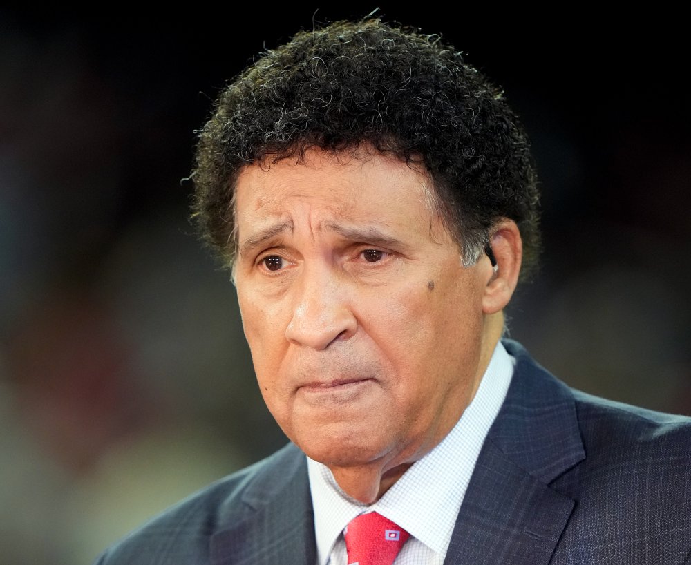 CBS announcer Greg Gumbel at the NCAA Men's Basketball Tournament Final Four