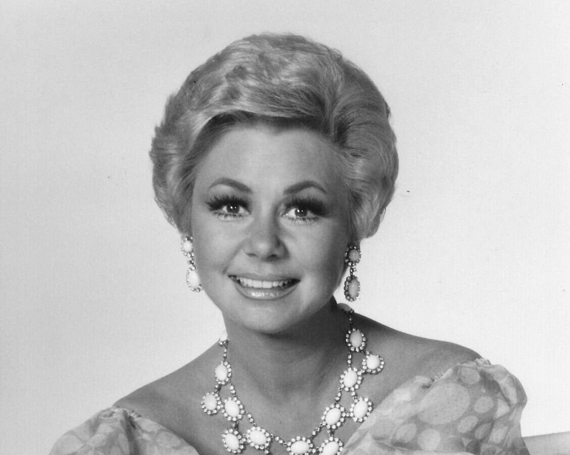 Grayscale Portrait Photo of American actress and singer Mitzi Gaynor