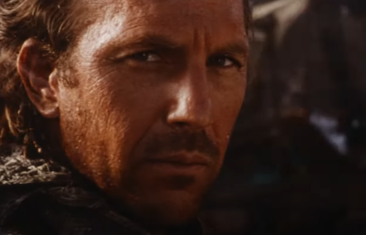 A screenshot from the movie Waterworld