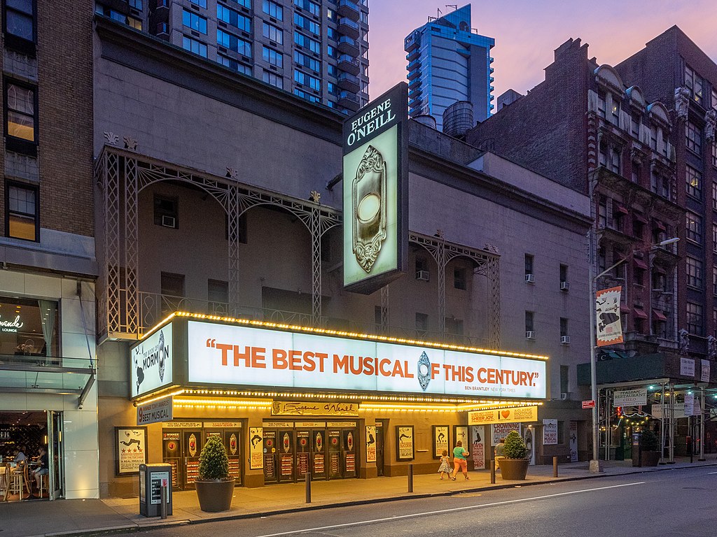 The Eugene O'Neill Theatre with The Book of Mormon in 2019
