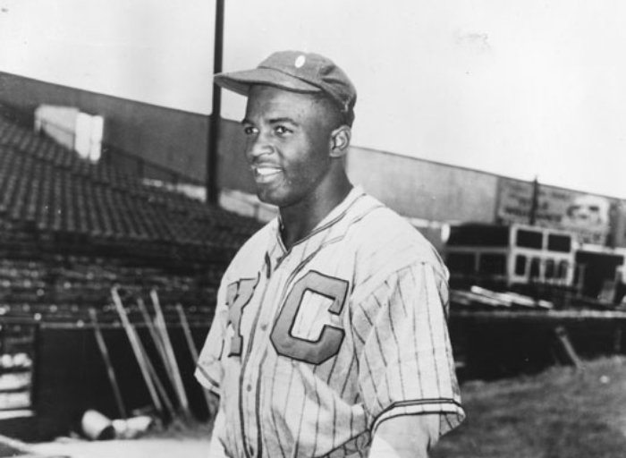 Jackie Robinson in his Kansas City Monarchs uniform