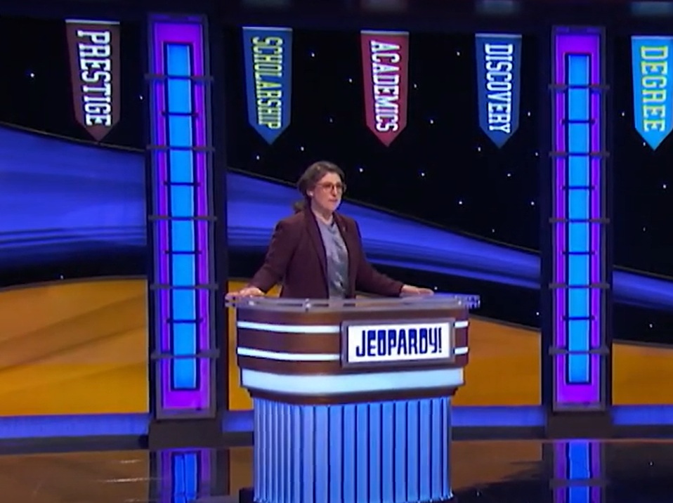 A visually captivating still taken from a pivotal moment in the television game show Jeopardy! (1964-)