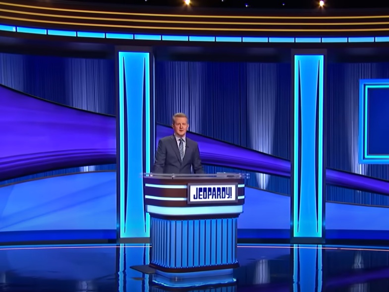 A visually captivating still taken from a pivotal moment in the television game show Jeopardy! (1964-)
