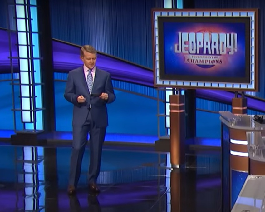 A visually captivating still taken from a pivotal moment in the television game show Jeopardy! (1964-)