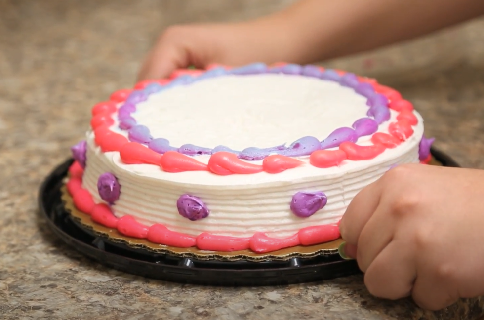 cutting cake with dental floss