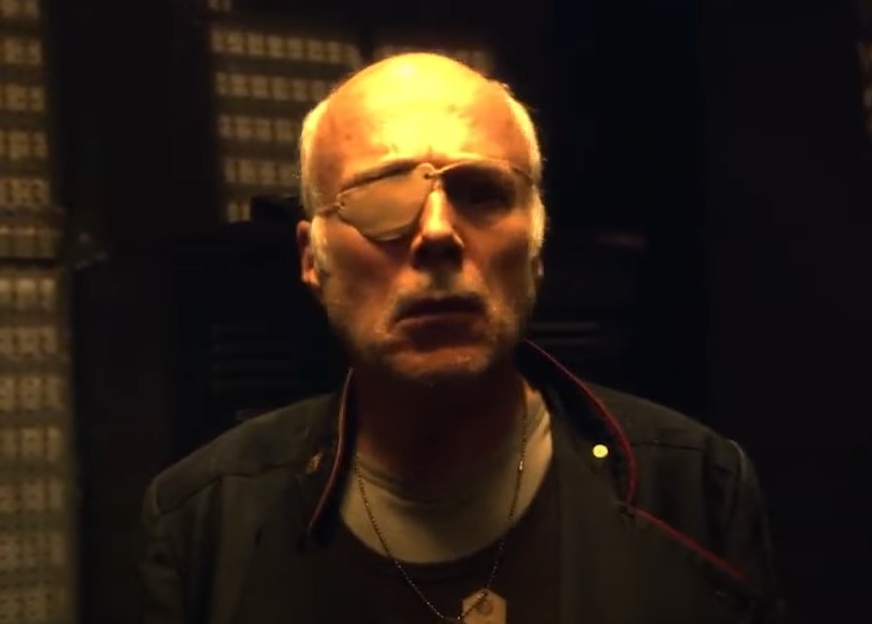 A visually captivating still taken from a pivotal moment in the television series Battlestar Galactica (2003-2009)