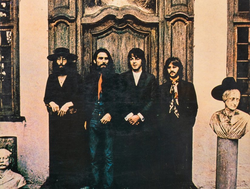 The Beatles posing for a photo