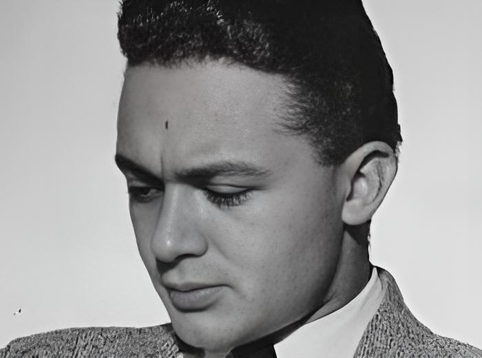 Grayscale Portrait Photo of American art director and graphic designer Paul Rand