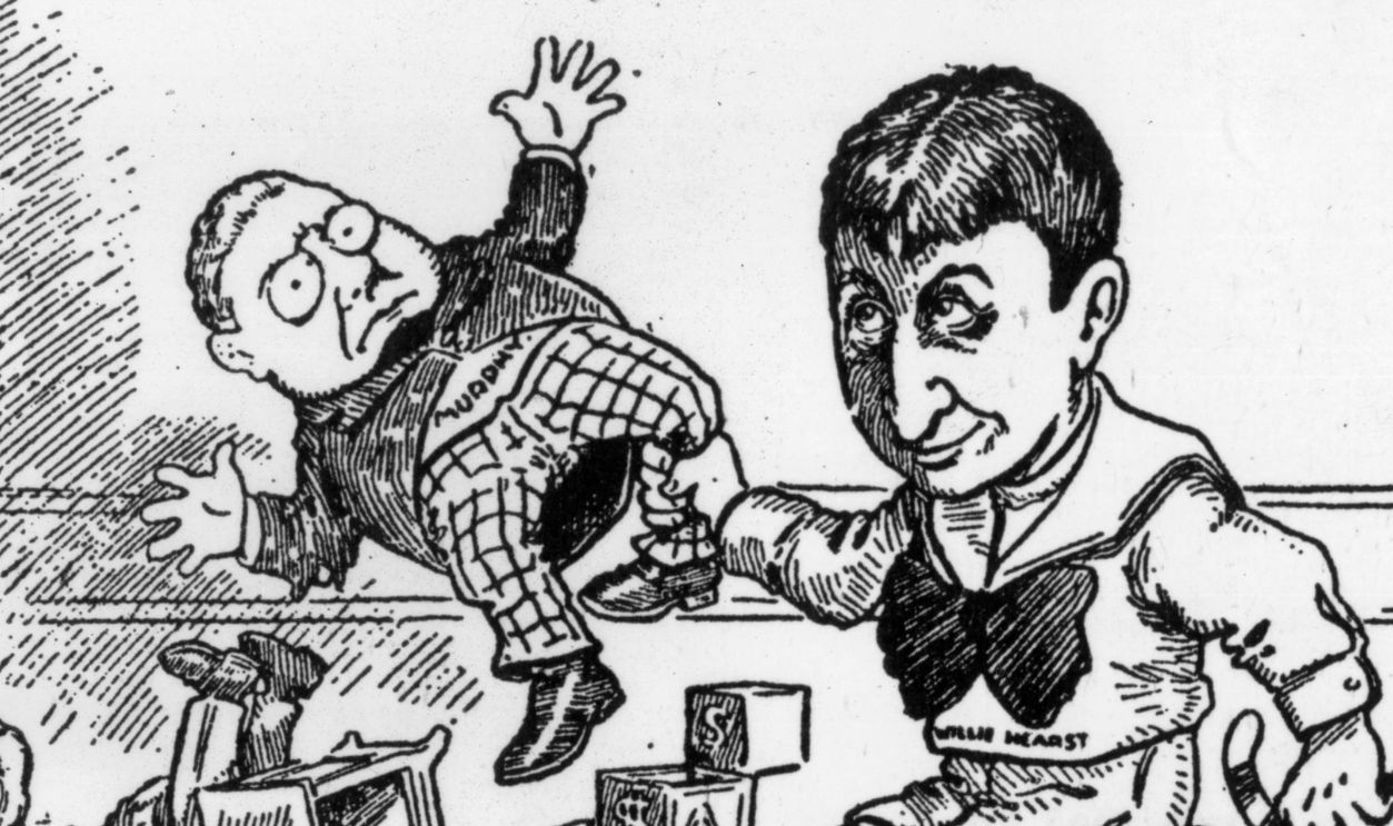 Gettyimages - 3396209, Spoiled Child circa 1930: American newspaper proprietor William Randolph Hearst (1863 - 1951) portrayed as a spoilt child threatening to break his doll.