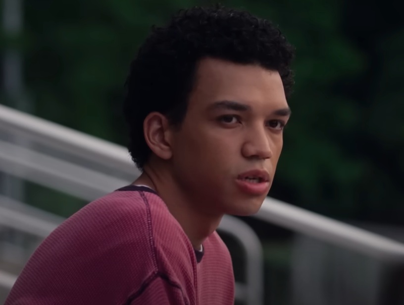 A visually captivating still taken from a pivotal moment in the film I Saw the TV Glow (2024)