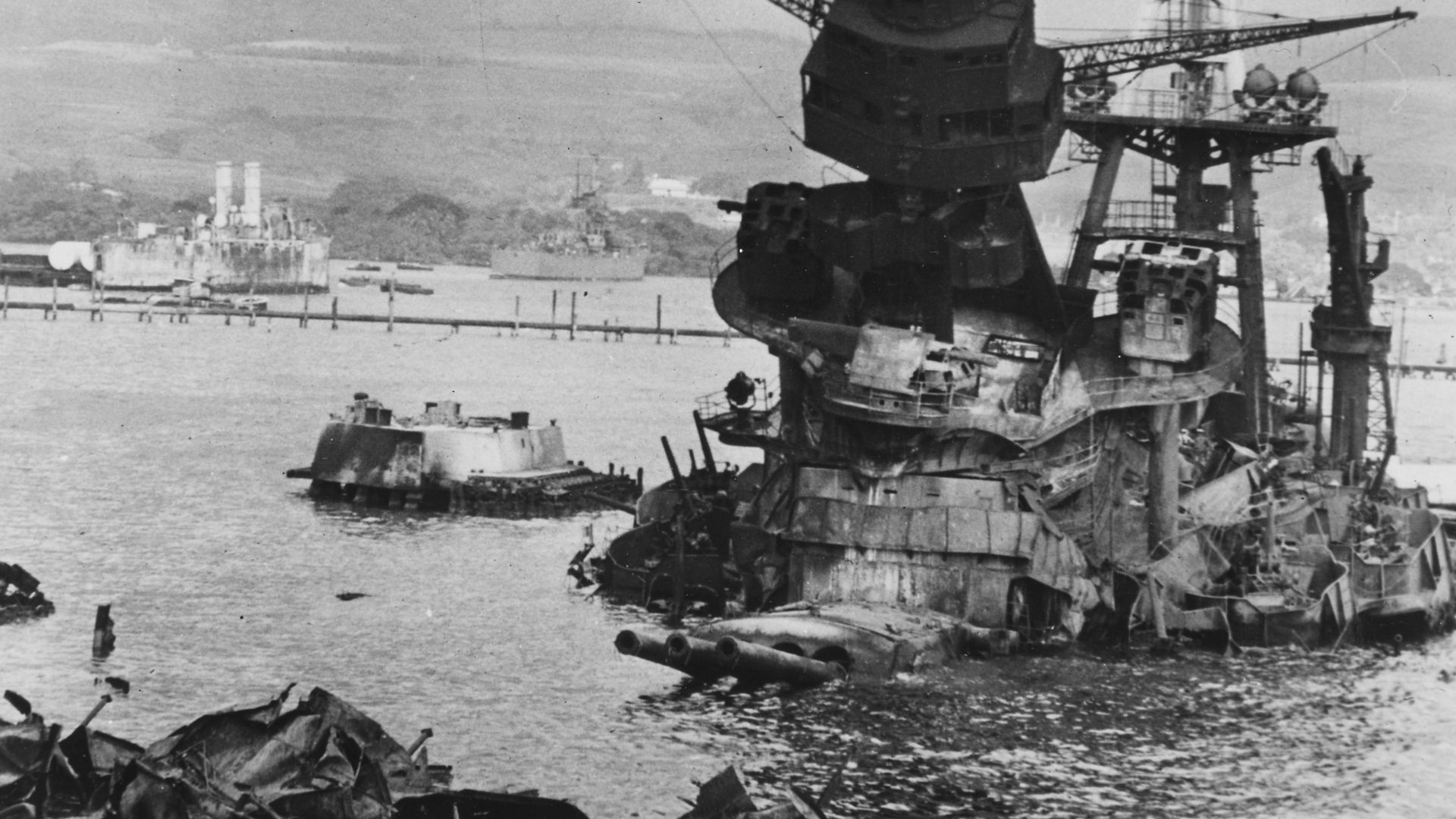 File:USS Arizona (BB39) 10 Dec 1941, View from ahead looking aft - NARA - 296923.jpg