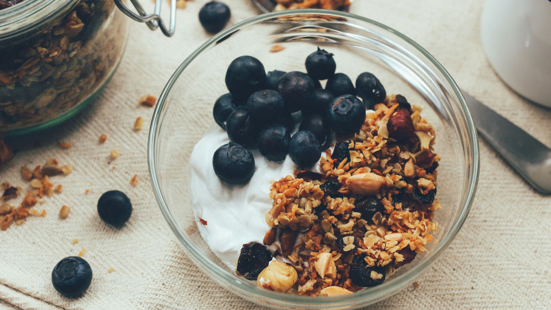 berry and nuts in clear glass bowl