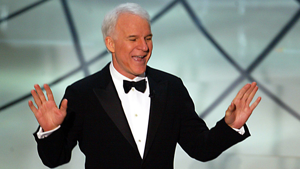 Host Steve Martin performs onstage during the Annual Academy Awards