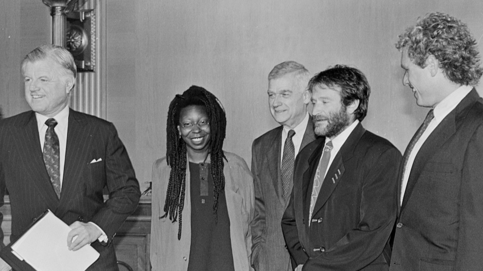 File:Ted Kennedy, Joseph Kennedy II with Comic Relief USA comedians.jpg