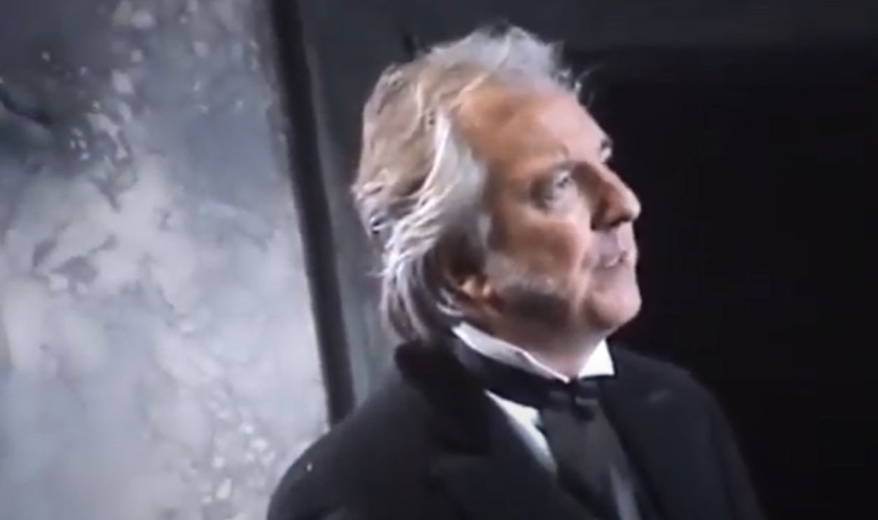 Alan Rickman on stage as John Gabrie