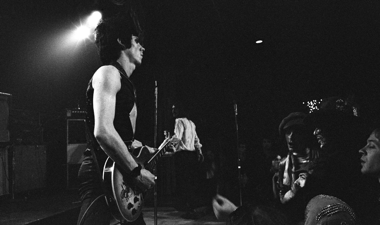 James Williamson of The Stooges performs live at Bimbo's Club in 1974 in San Francisco, California.