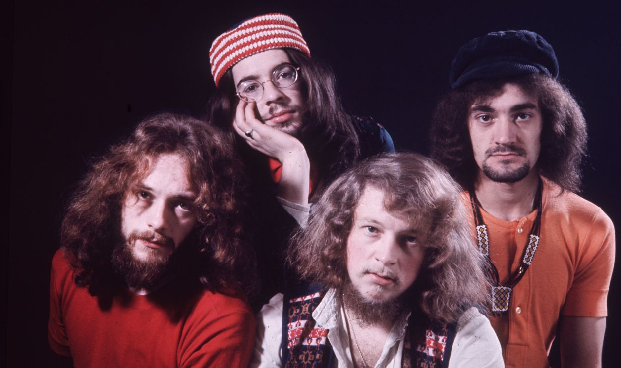 British folk group Jethro Tull, led by flautist, guitarist, singer and songwriter Ian Anderson.