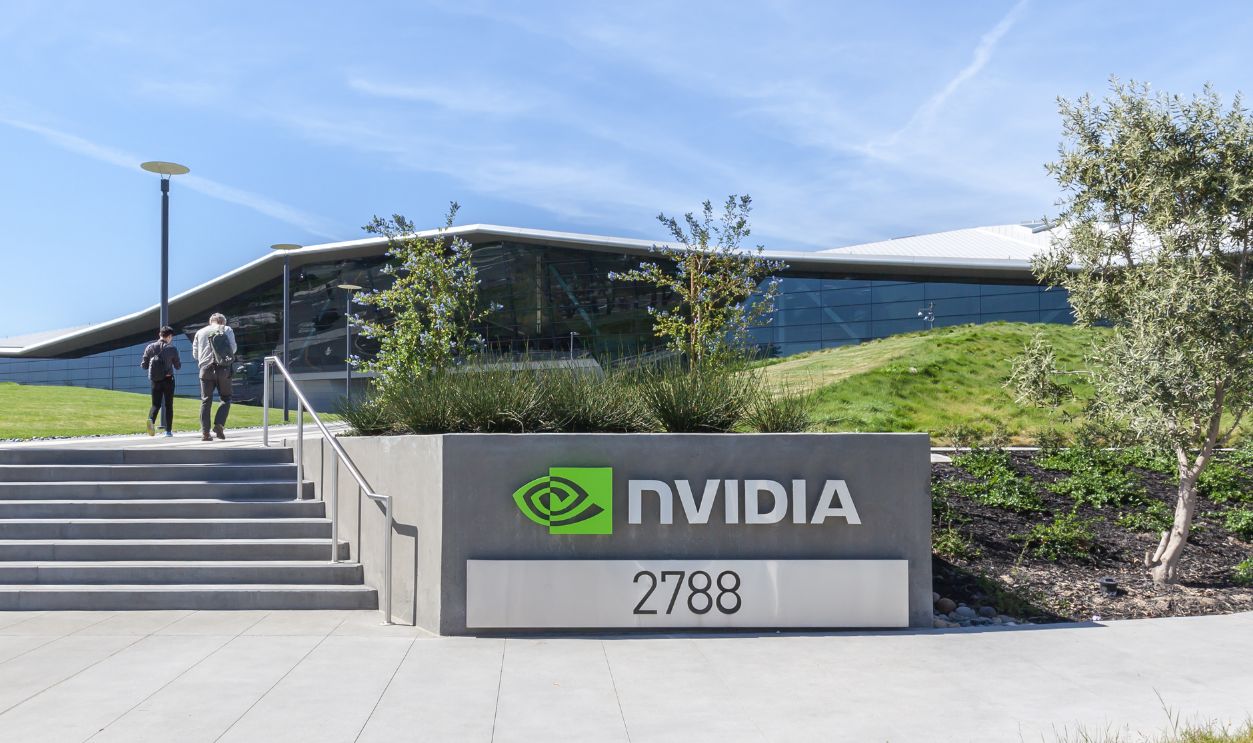 Exterior view of Nvidia's new headquarters in Silicon Valley. Nvidia Corporation is an American technology company.