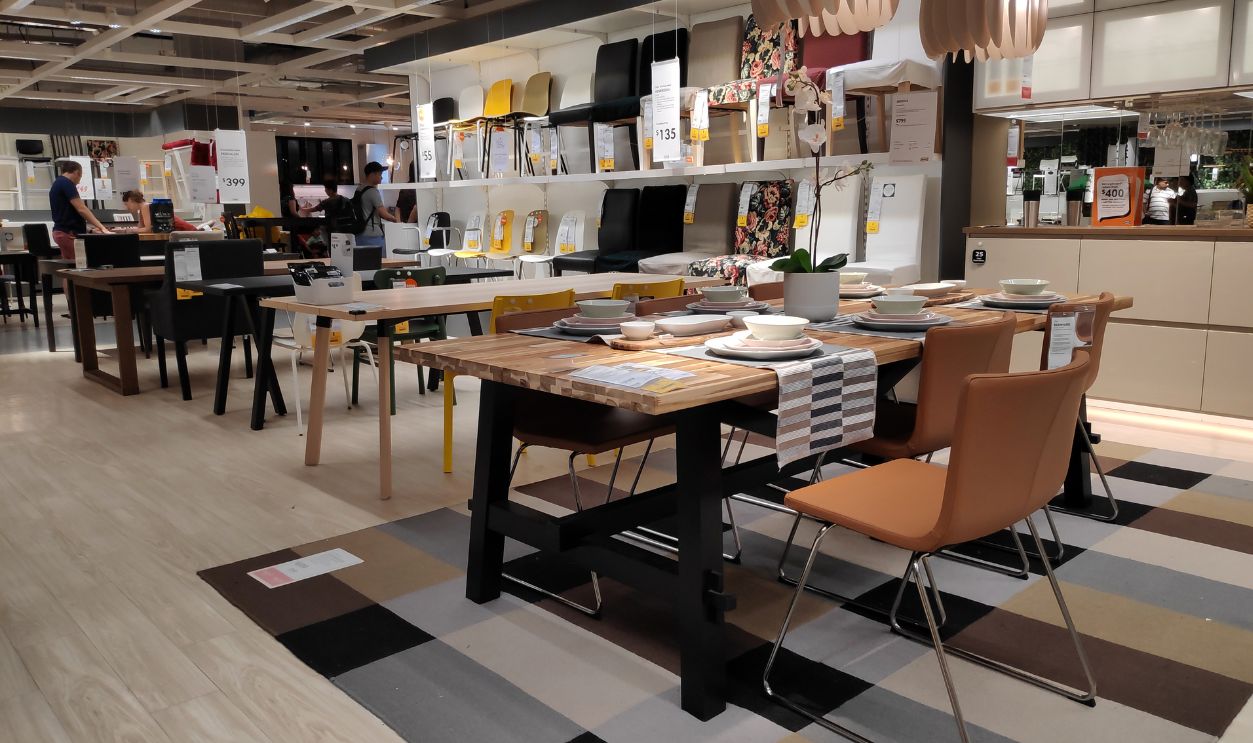  Interior view of dinning table inside IKEA Store. IKEA is Swedish-founded, worlds largest furniture retailer
