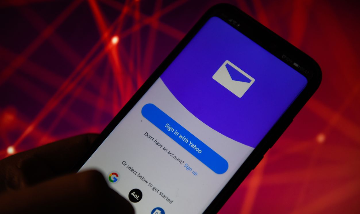  In this photo illustration a Yahoo mail app seen displayed on a smartphone.