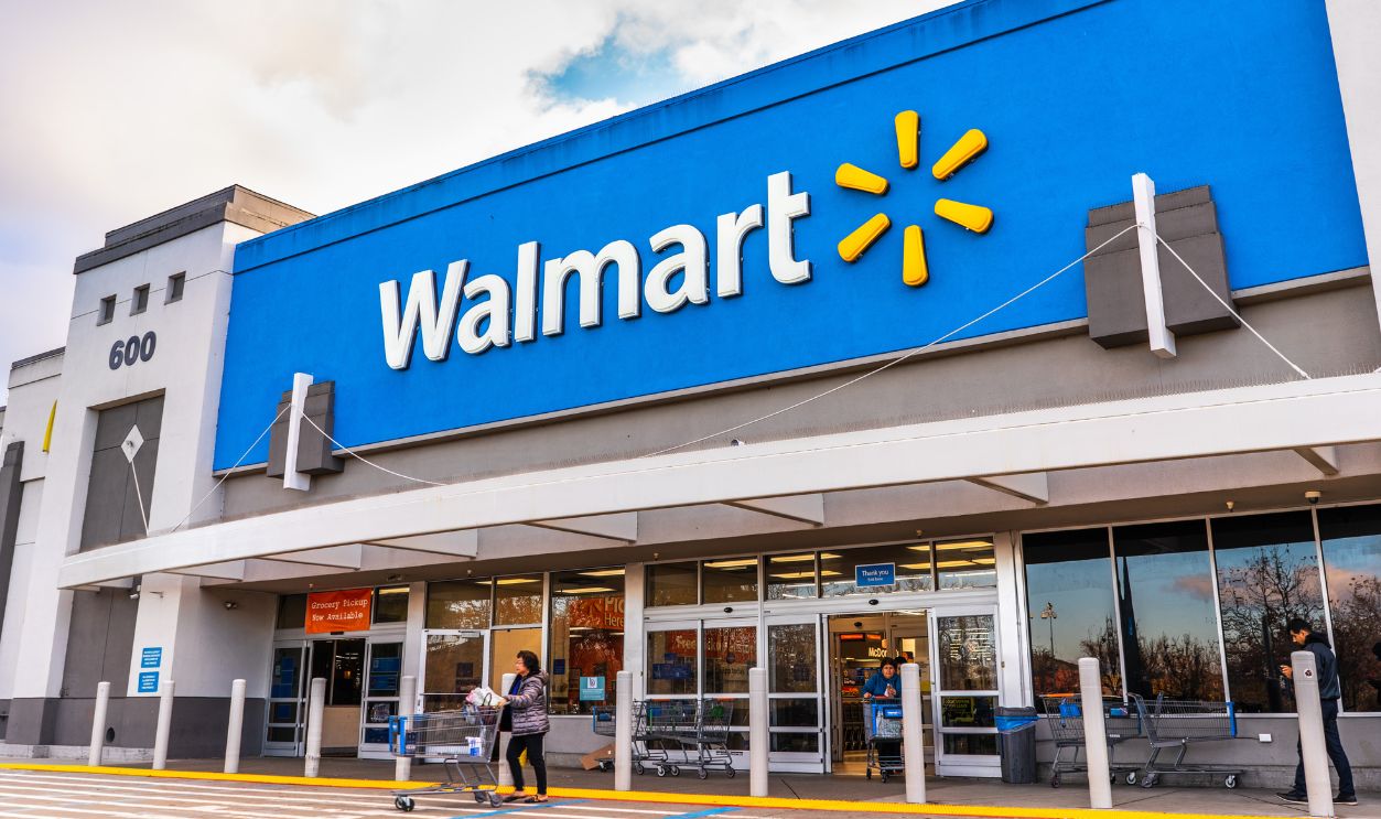  People shopping at a Walmart store in south San Francisco bay area
