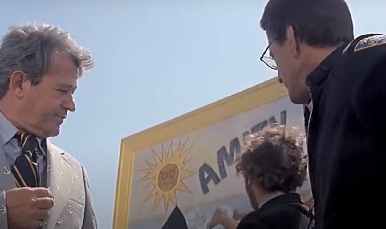 Shark Fin Painted On The Town Billboard