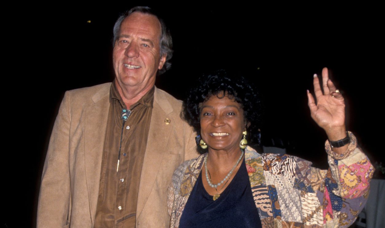 Actress Nichelle Nichols and actor Gene Roddenberry attending the screening of