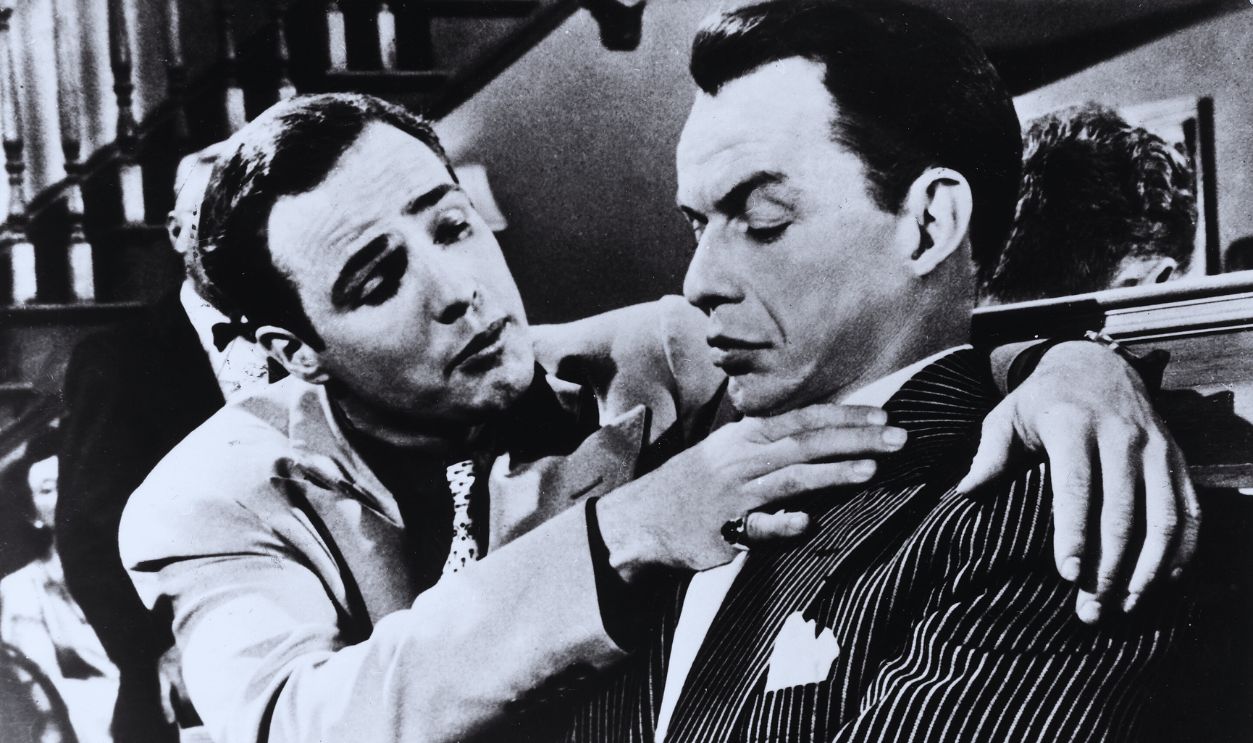 Gettyimages - 541089077, Brando, Marlon - Actor, USA - *03.04.1924-01.07.2004+ Scene from the movie 'Guys and Dolls'' with Frank Sinatra (r) Directed by: Joseph L. Mankiewicz USA 1955 Vintage property of ullstein bild