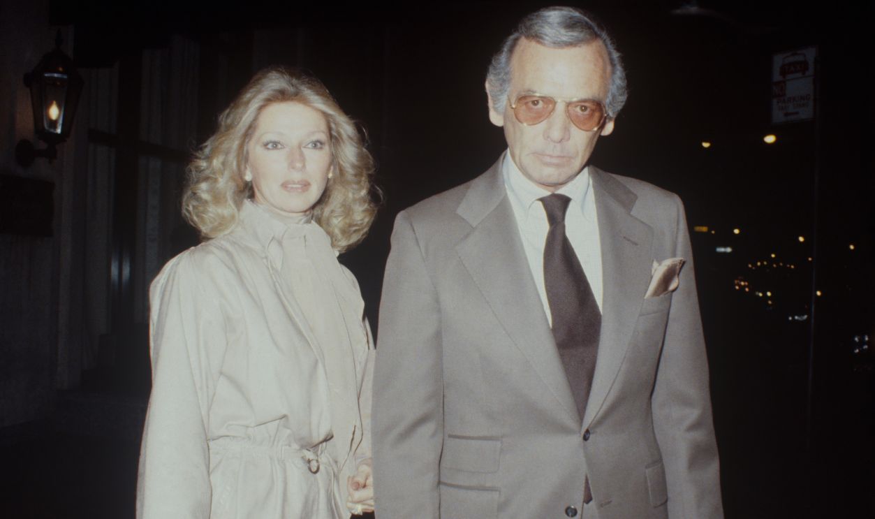 David Janssen with is wife Dani on the street; circa 1970; New York. 