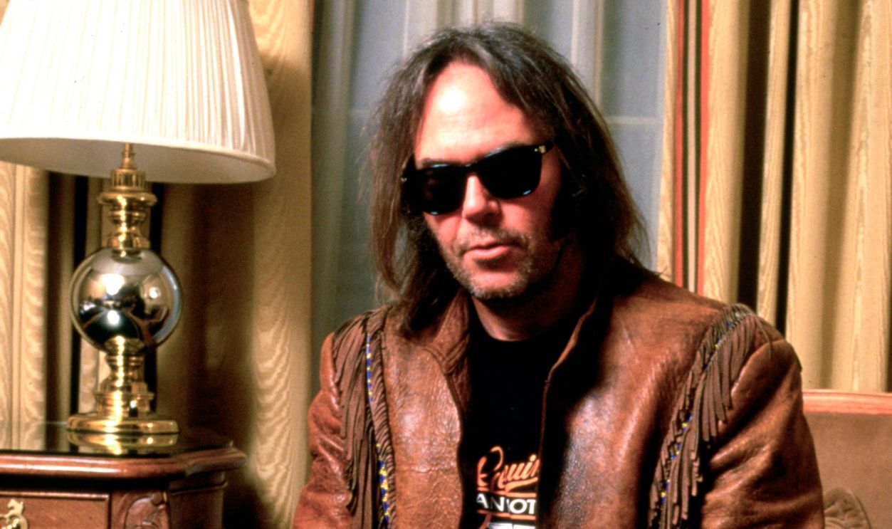 Portrait of Neil Young photographed in the late 1980's